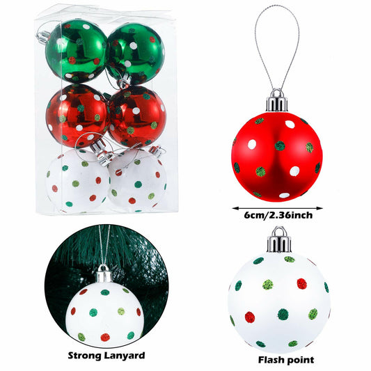 Sumind Christmas Balls Ornaments 6 Pcs 2.4in Swirl Candy Red Green Xmas