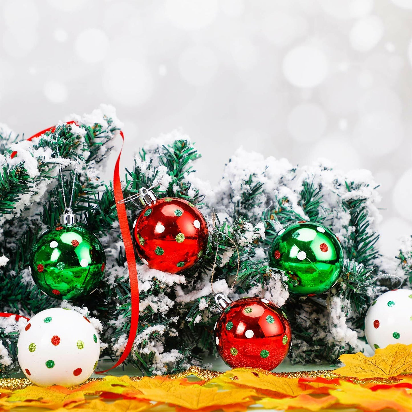 Sumind Christmas Balls Ornaments 6 Pcs 2.4in Swirl Candy Red Green Xmas