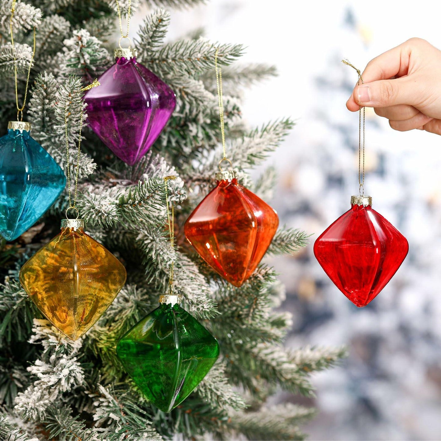 Vercraft Rainbow Glass Christmas Ball Ornaments 3.15in Multicolor 6pcs