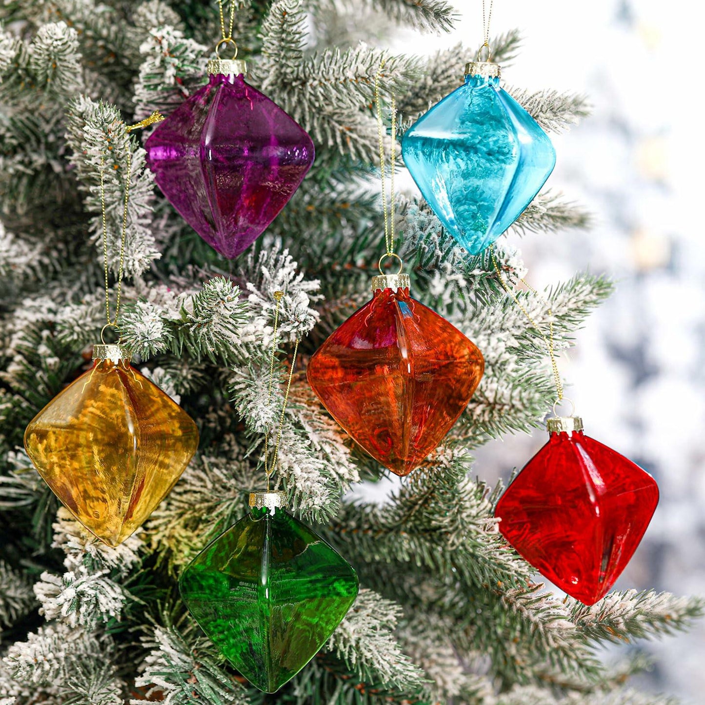 Vercraft Rainbow Glass Christmas Ball Ornaments 3.15in Multicolor 6pcs