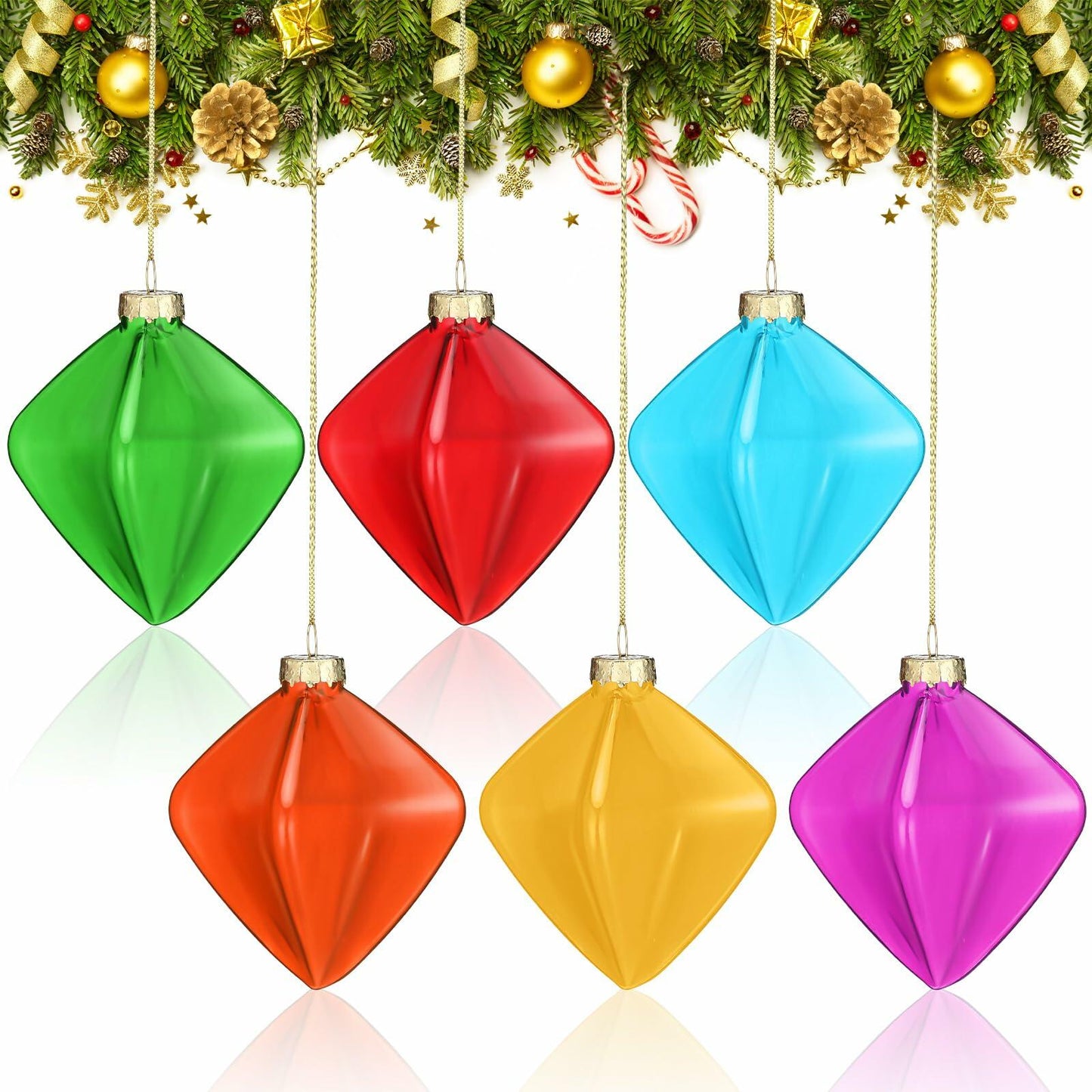 Vercraft Rainbow Glass Christmas Ball Ornaments 3.15in Multicolor 6pcs