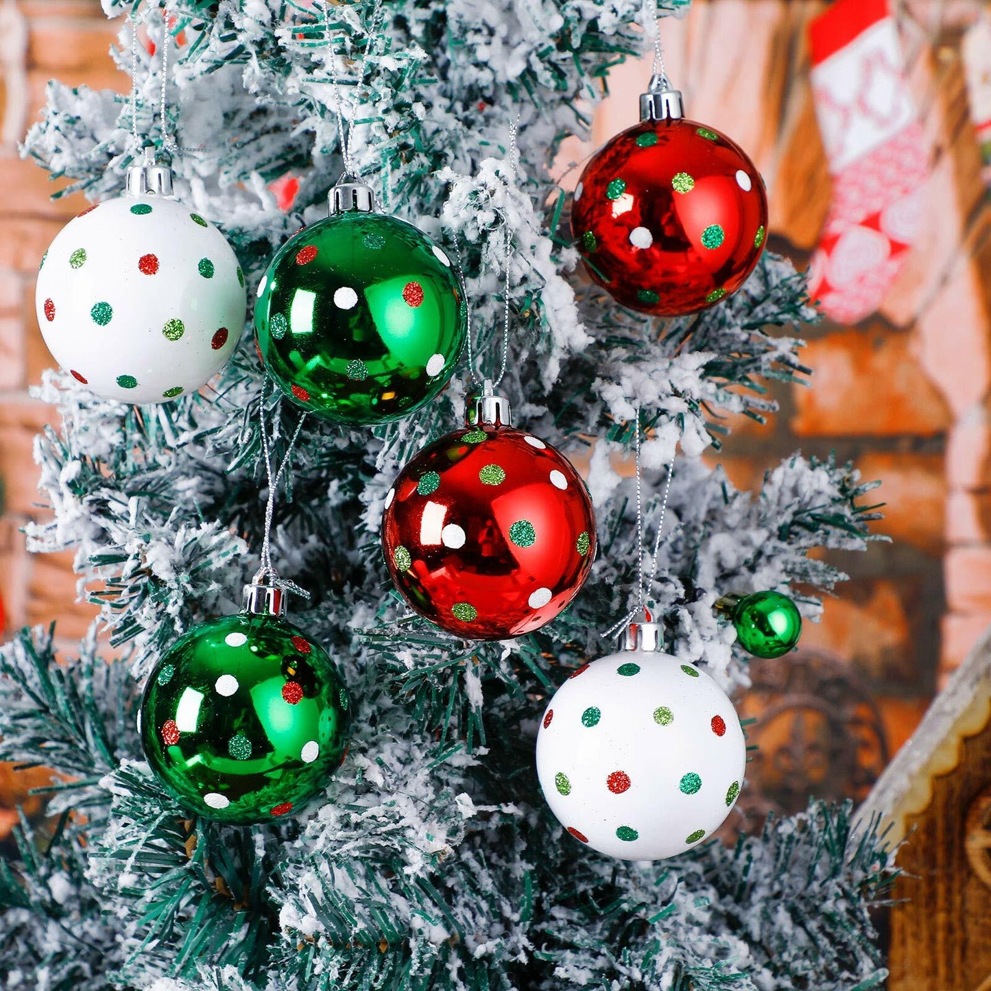 Sumind Christmas Balls Ornaments 6 Pcs 2.4in Swirl Candy Red Green Xmas