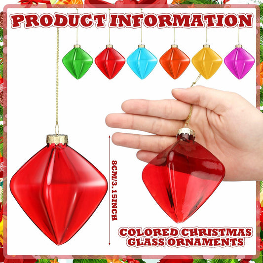 Vercraft Rainbow Glass Christmas Ball Ornaments 3.15in Multicolor 6pcs