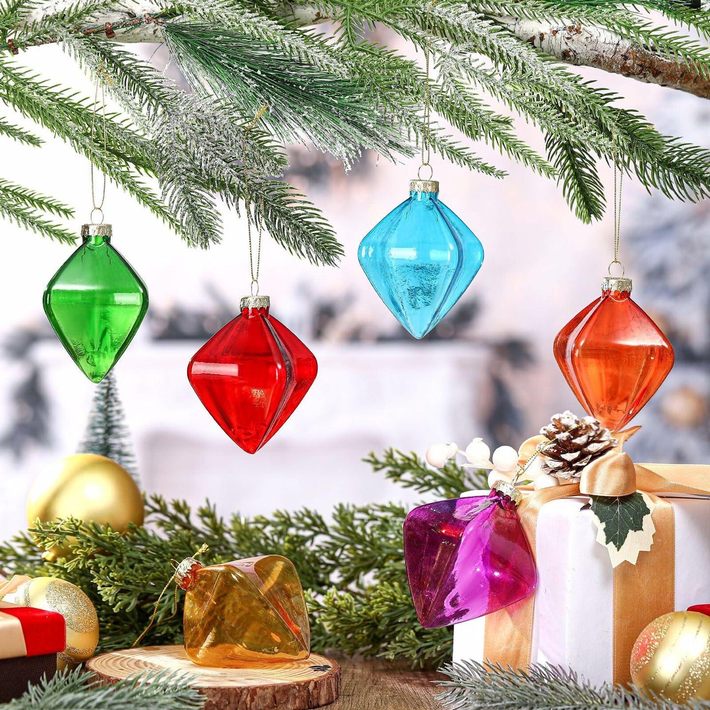 Vercraft Rainbow Glass Christmas Ball Ornaments 3.15in Multicolor 6pcs