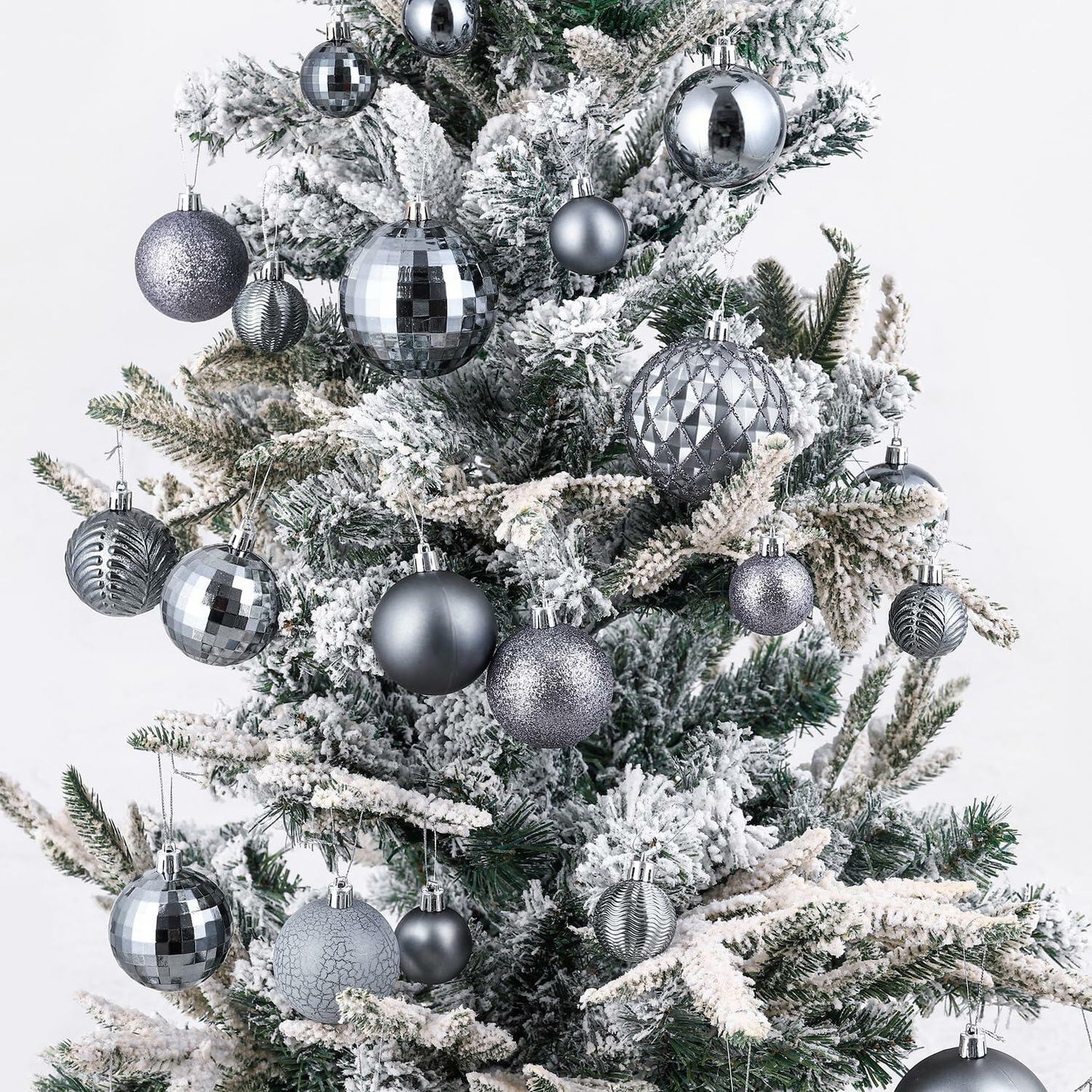 LANGXUN 36pcs Grey Christmas Tree Decorations Balls Shatterproof Ornaments