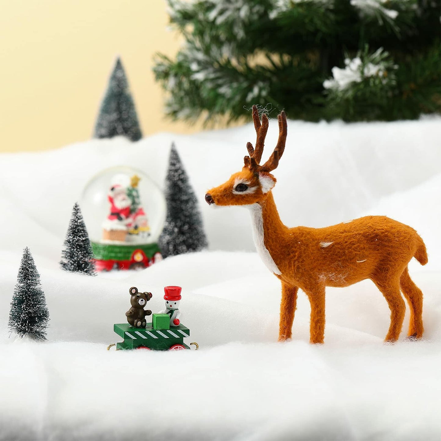Christmas Snow Blanket Roll 40x60in with 19 Mini Sisal Trees White Thick Snow