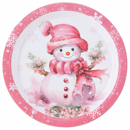JASSEWRLY 40Pcs Christmas Snowman Disposable Paper Plates Holiday Party