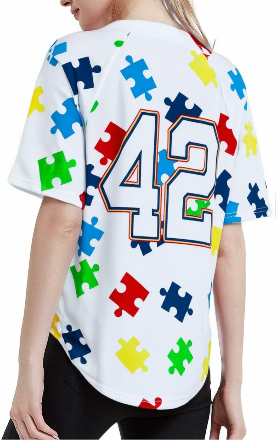 Women’s Autism Awareness Shirt Teacher Support T-Shirt White Short Sleeve XL