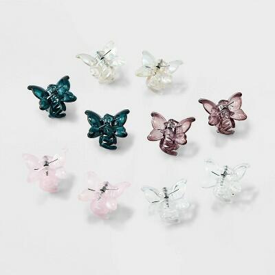 Wild Fable Mini Butterfly Claw Hair Clips 10pc Pink Purple Black