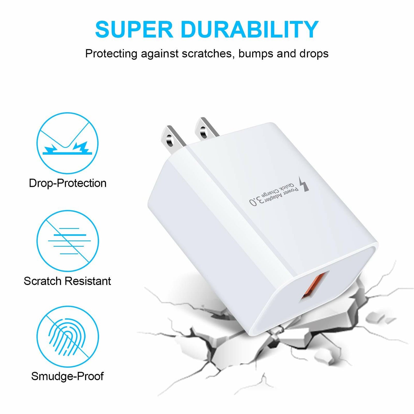 Quick Charge 3.0 18W USB Wall Charger Fast Adapter for Samsung Galaxy Black