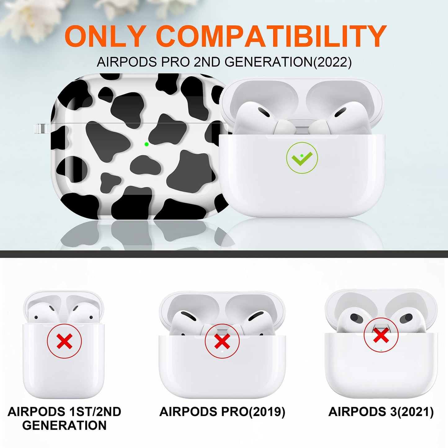 Maxjoy AirPods Pro Case 1st/2nd Gen Safety Lock Keychain Floral Cover