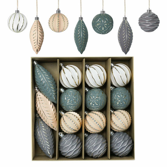 Sunshine Decor 3.15" Vintage Christmas Ball Ornaments Rustic White Champagne