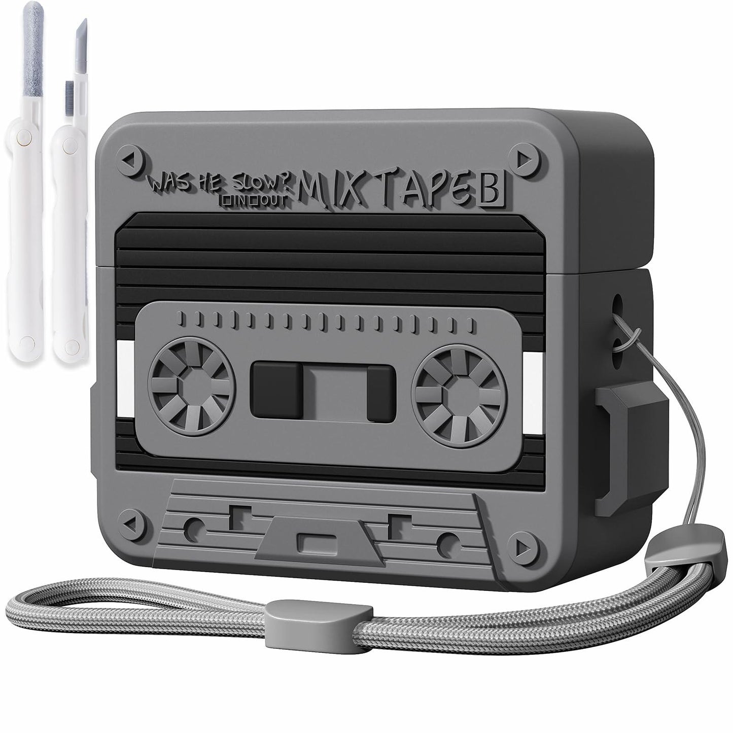 MOFREE AirPods 3 Case Cover Cassette Tape Design Soft Silicone Black