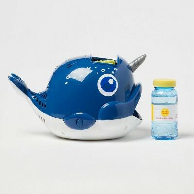 Sun Squad Narwhal Bubble Maker Plastic Toy for Kids Fun Outdoor Play