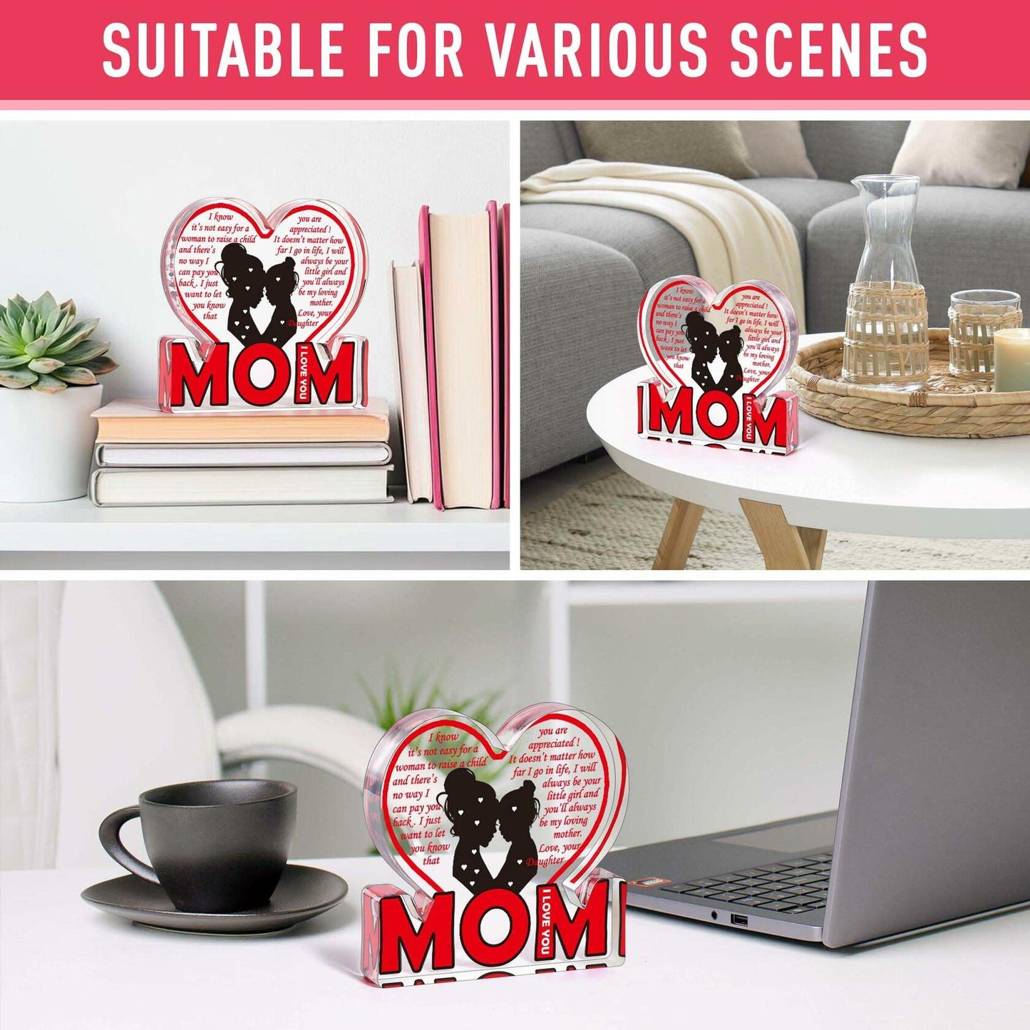 Love Mom Mother's Day Acrylic Plaque Desk Decoration Sign Gift