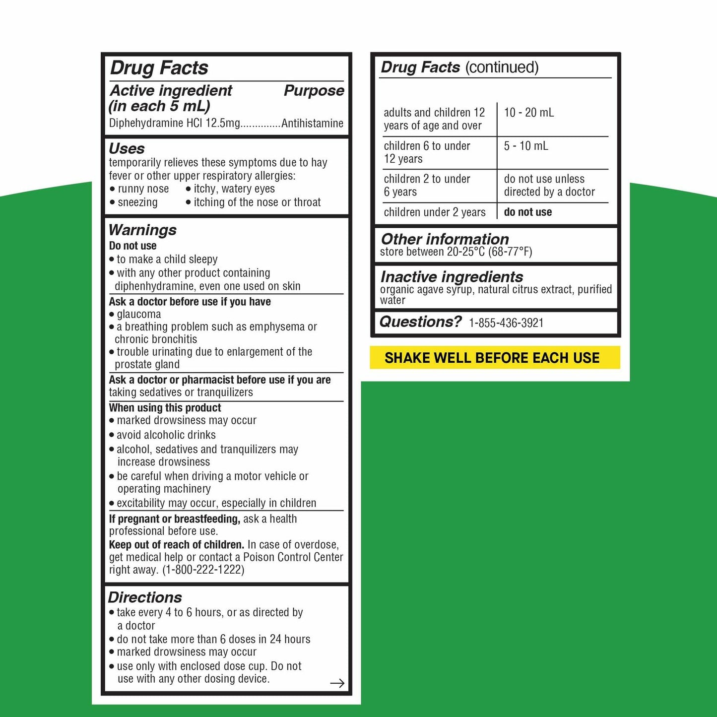 BestBy02/27 Genexa Kids Allergy Medicine 12.5mg Diphenhydramine 4oz Agave