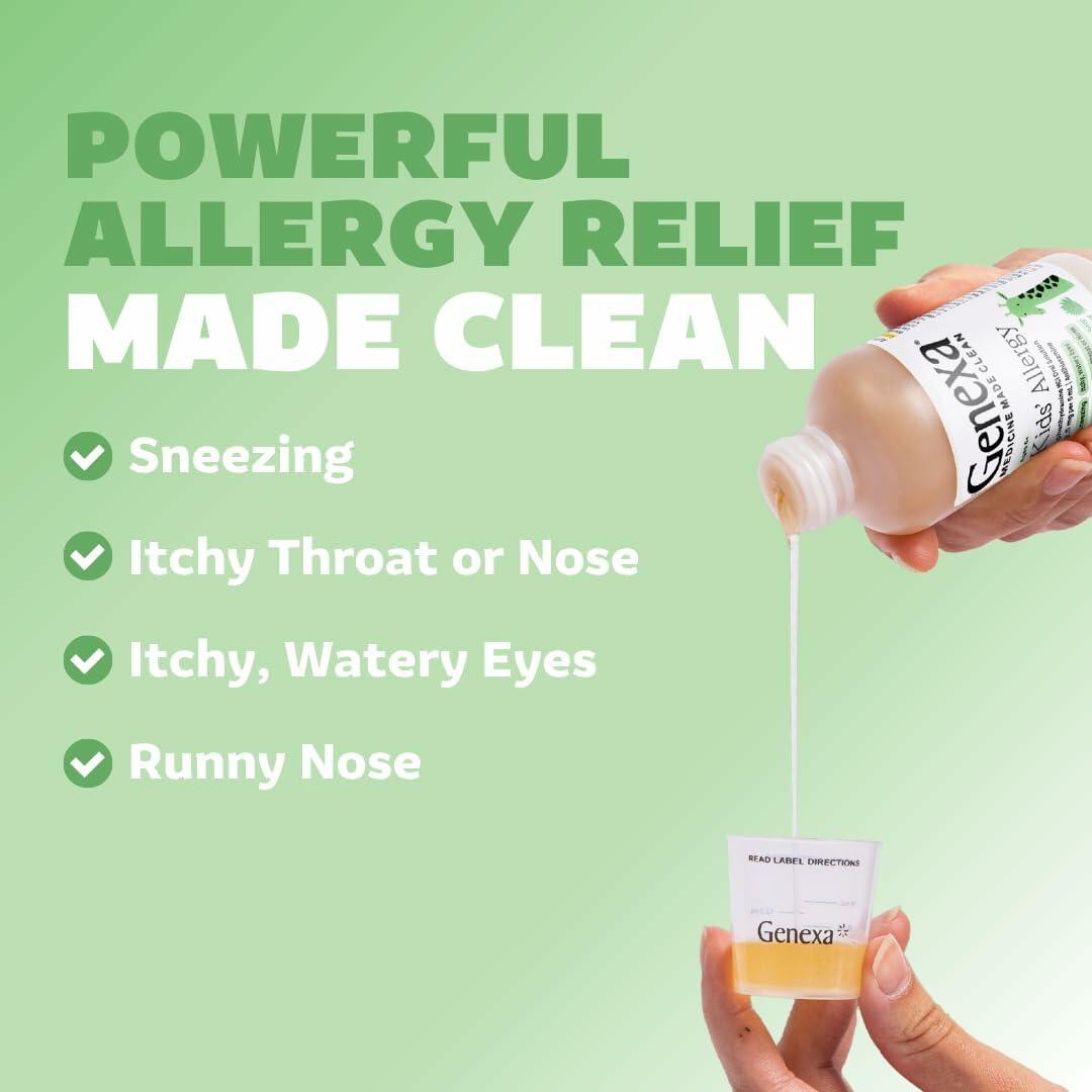 BestBy02/27 Genexa Kids Allergy Medicine 12.5mg Diphenhydramine 4oz Agave