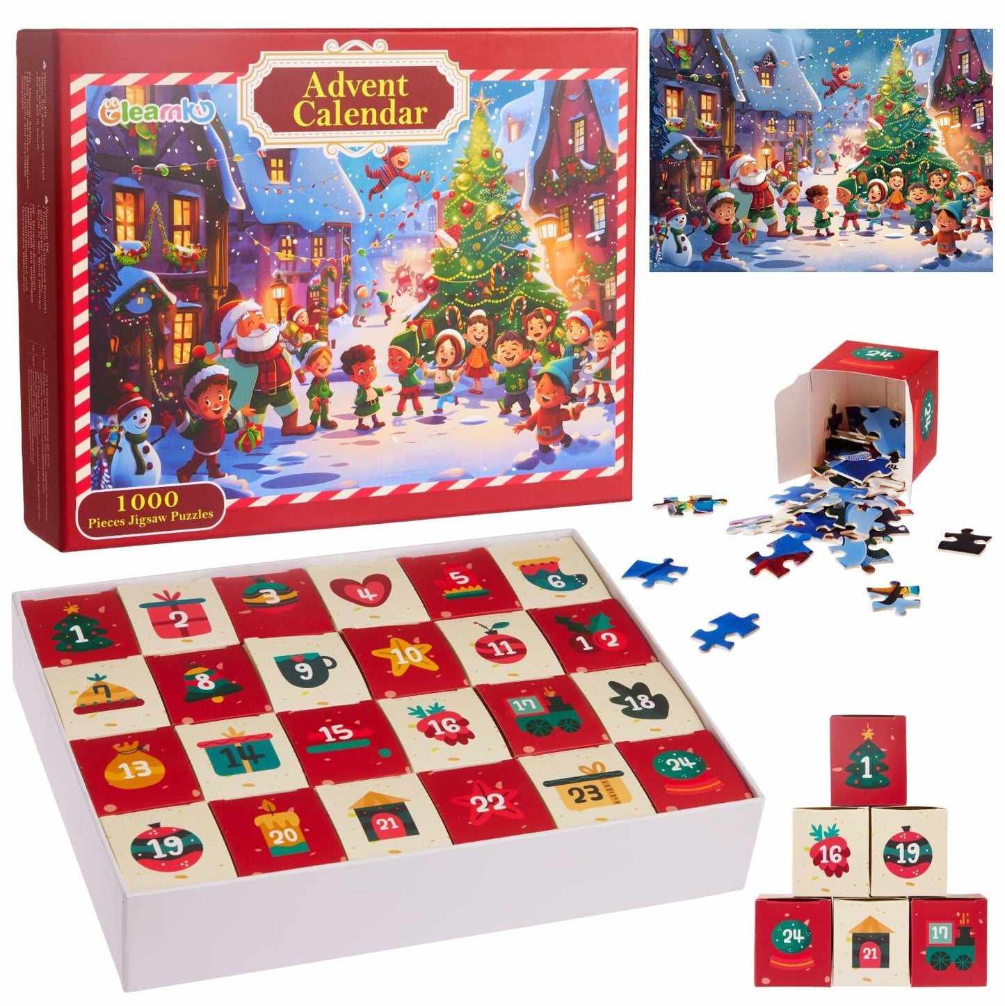 Advent Calendar 2025 Christmas Jigsaw Puzzle 1000pcs 24 Days Countdown