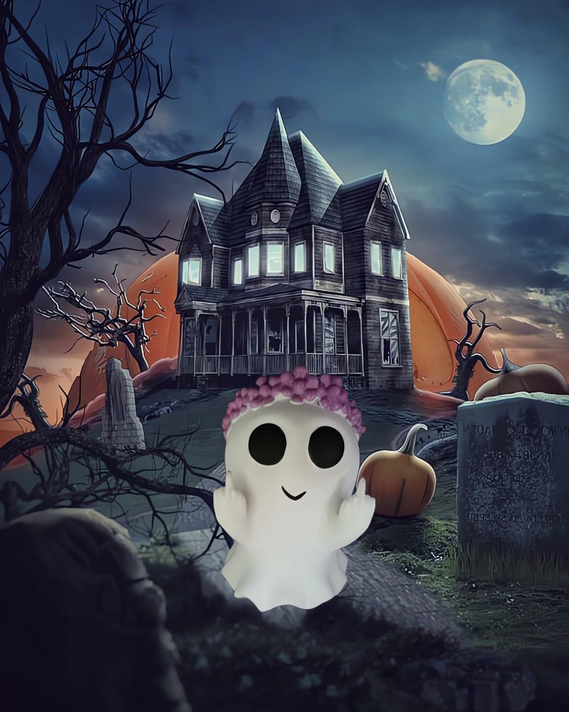 PIYFVX Ghost Statue Spooky Figurine Decor Halloween Christmas 4x3.9x5.9 inch