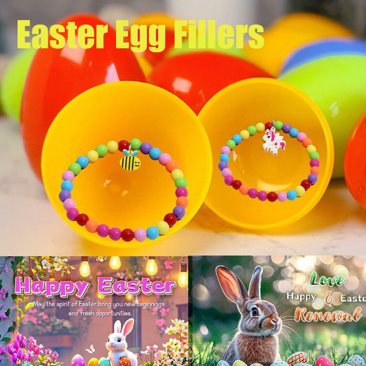 12PCS Easter Bunny Bracelets with Cards Basket Stuffers Eggs Fillers