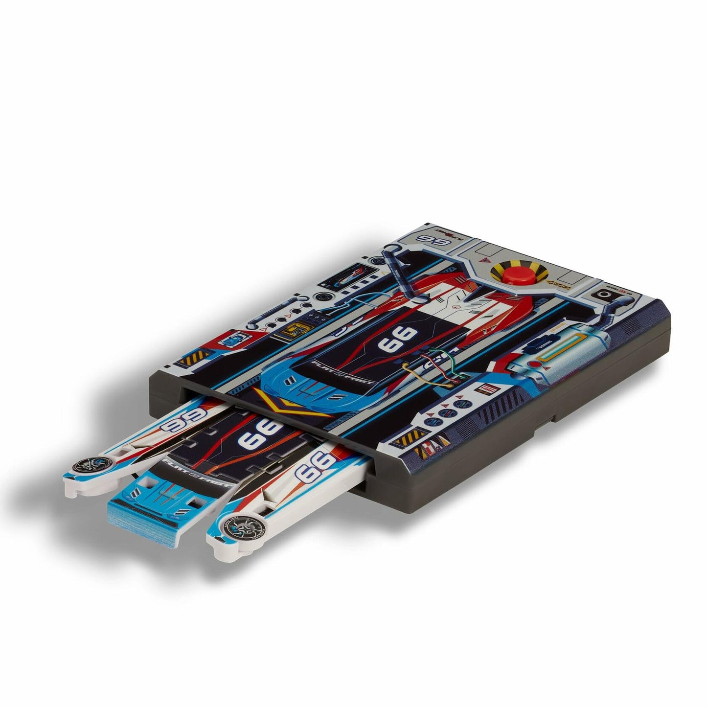 FLAT 2 FAST Stunt Card Racer Pocket Launcher Compact Sky Blue
