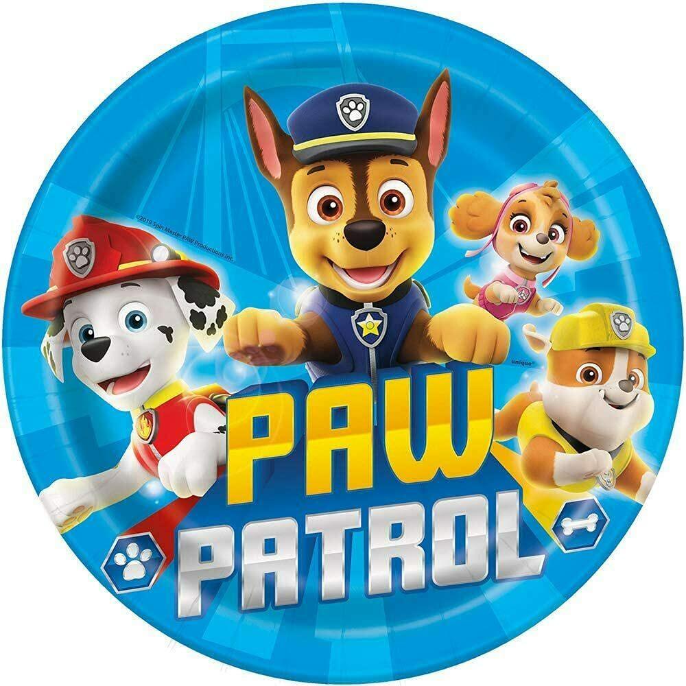 Unique Paw Patrol Multicolor 9" Paper Dinner Plates Disposable 8 Pack