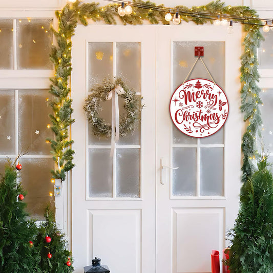 Absnfatu Merry Christmas Wooden Wall Door Sign Hanger Decor
