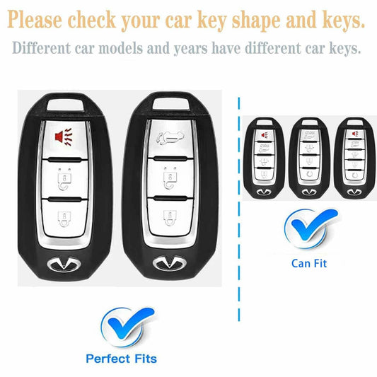 Flensent Infiniti Key Fob Cover with Keychain for Q50 Q60 QX60 QX50 QX55 Black
