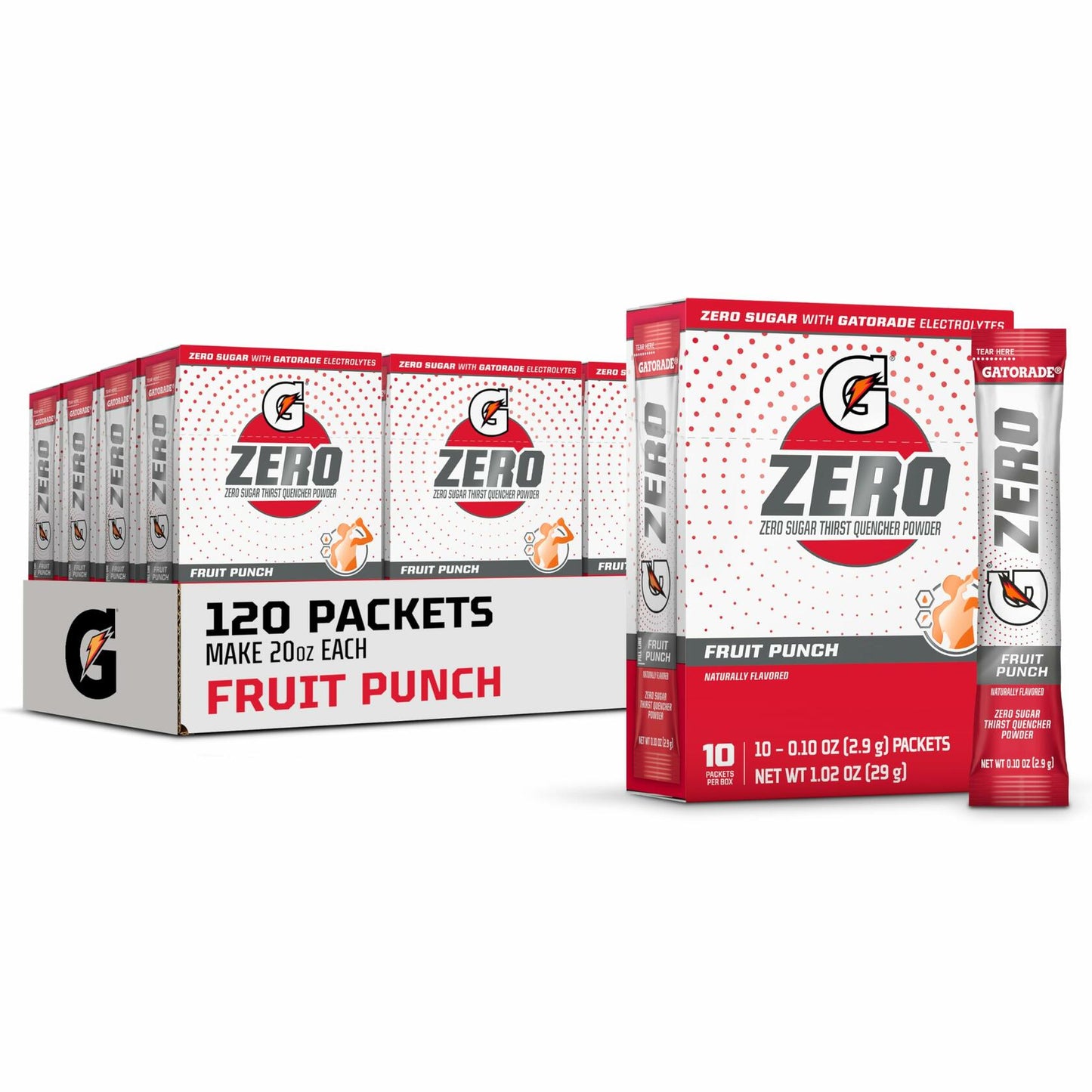 BestBy 9/25Gatorade G Zero Electrolyte Drink Mix Fruit Punch 120 Packets