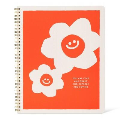 Notebook Collective Smiley Floral Affirmation Single Subject Notebook Orange