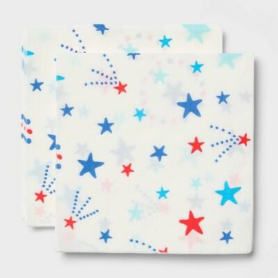 Sun Squad™ Stars Disposable Napkins 30ct White Red Blue Paper Party