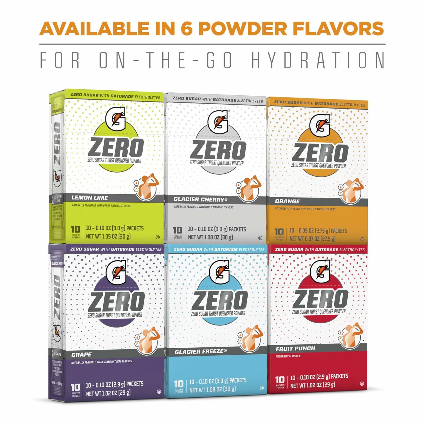 BestBy 9/25Gatorade G Zero Electrolyte Drink Mix Fruit Punch 120 Packets
