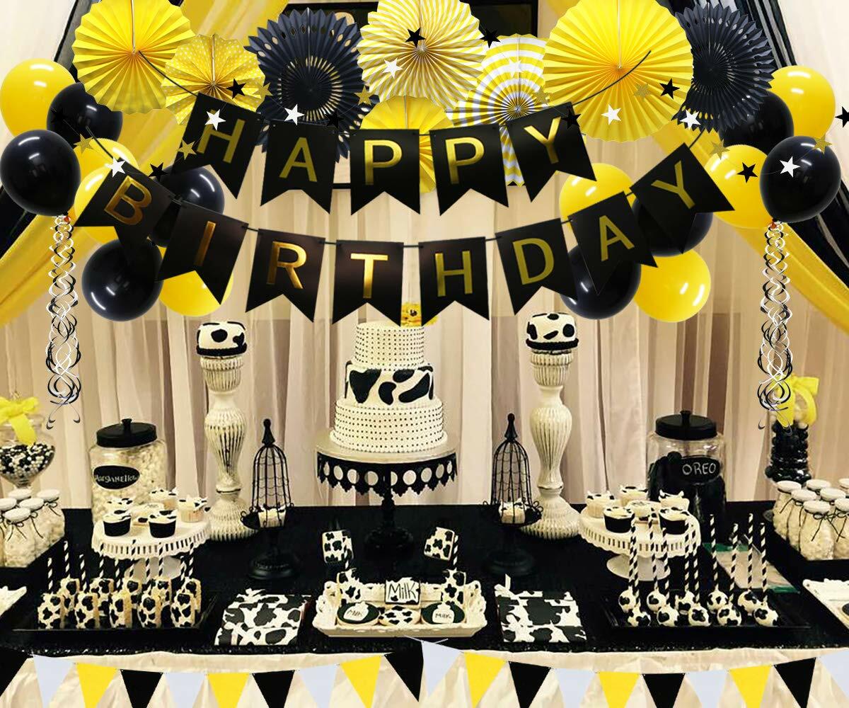 ADLKGG Navy Blue Silver Black Birthday Party Decorations Banner Balloons Set