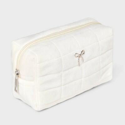 Wild Fable Quilted Bow Bag & Claw Hair Clips Set 4pc White Brown