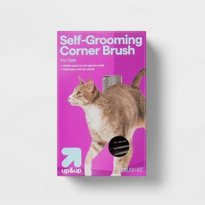 up&up Cat Corner Grooming Tool Self Groomer Wall Mount Brush with Catnip