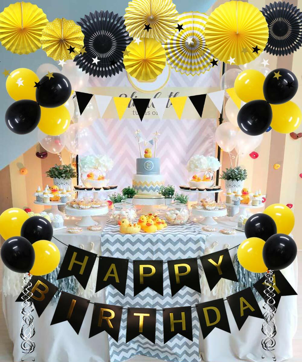 ADLKGG Navy Blue Silver Black Birthday Party Decorations Banner Balloons Set
