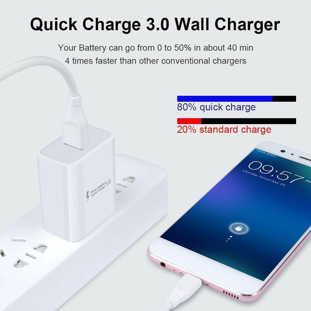 Quick Charge 3.0 18W USB Wall Charger Fast Adapter for Samsung Galaxy Black