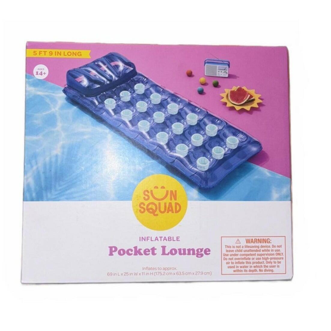 Sun Squad Pocket Lounge Water Float PVC 2 Person Capacity Age 14+