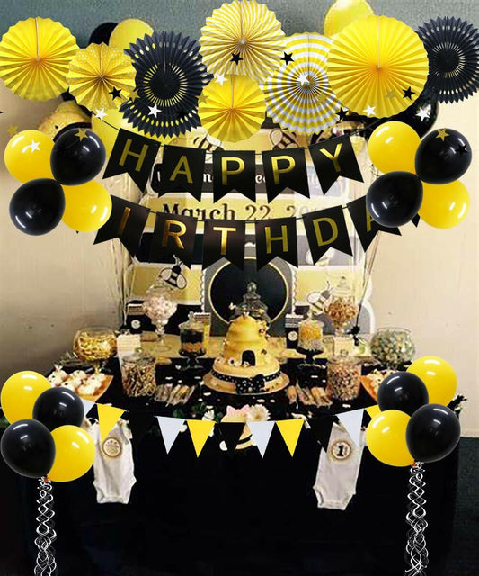 ADLKGG Navy Blue Silver Black Birthday Party Decorations Banner Balloons Set