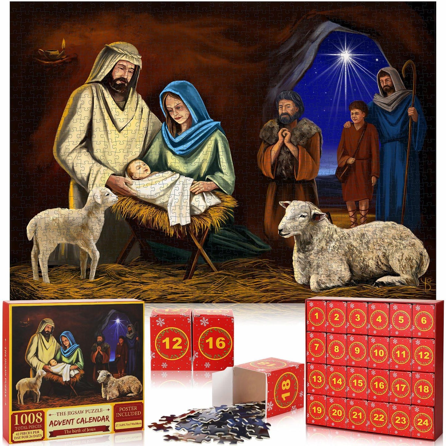 Simgoing 1008 Pc Christmas Advent Calendar Puzzle 19.69x27.56
