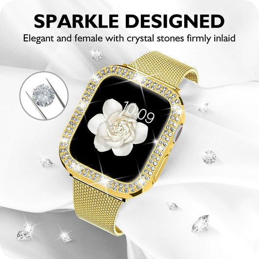 DABAOZA Apple Watch Band Crystal Rhinestone Case Mesh Strap 38mm Starlight