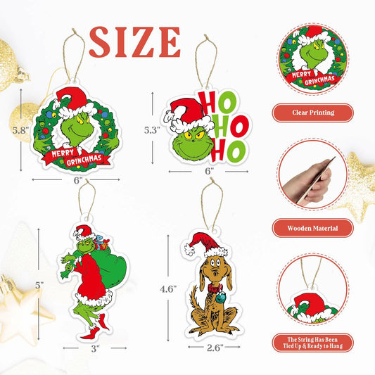 Whoville Christmas Tree Ornaments 13 Pack Wooden Hanging Decorations