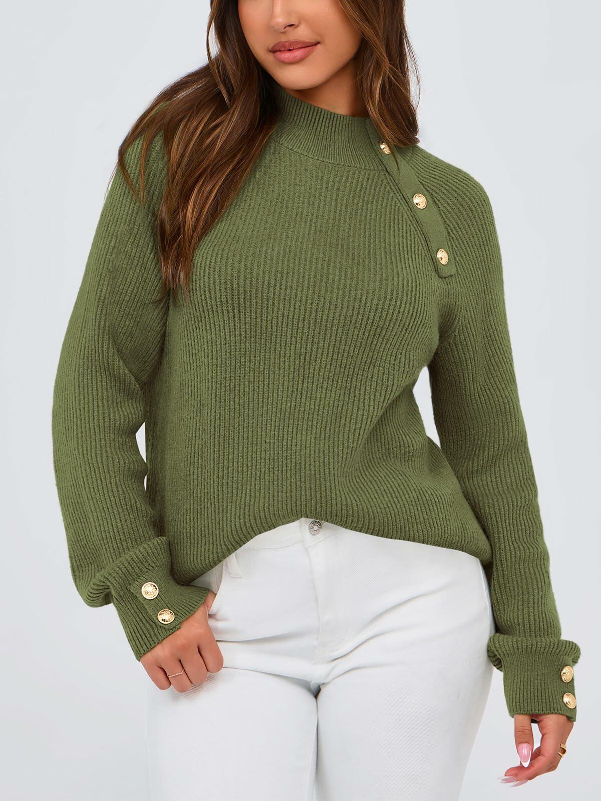 PRETTYGARDEN Womens Ribbed Knit Raglan Mock Neck Sweater Beige Size S
