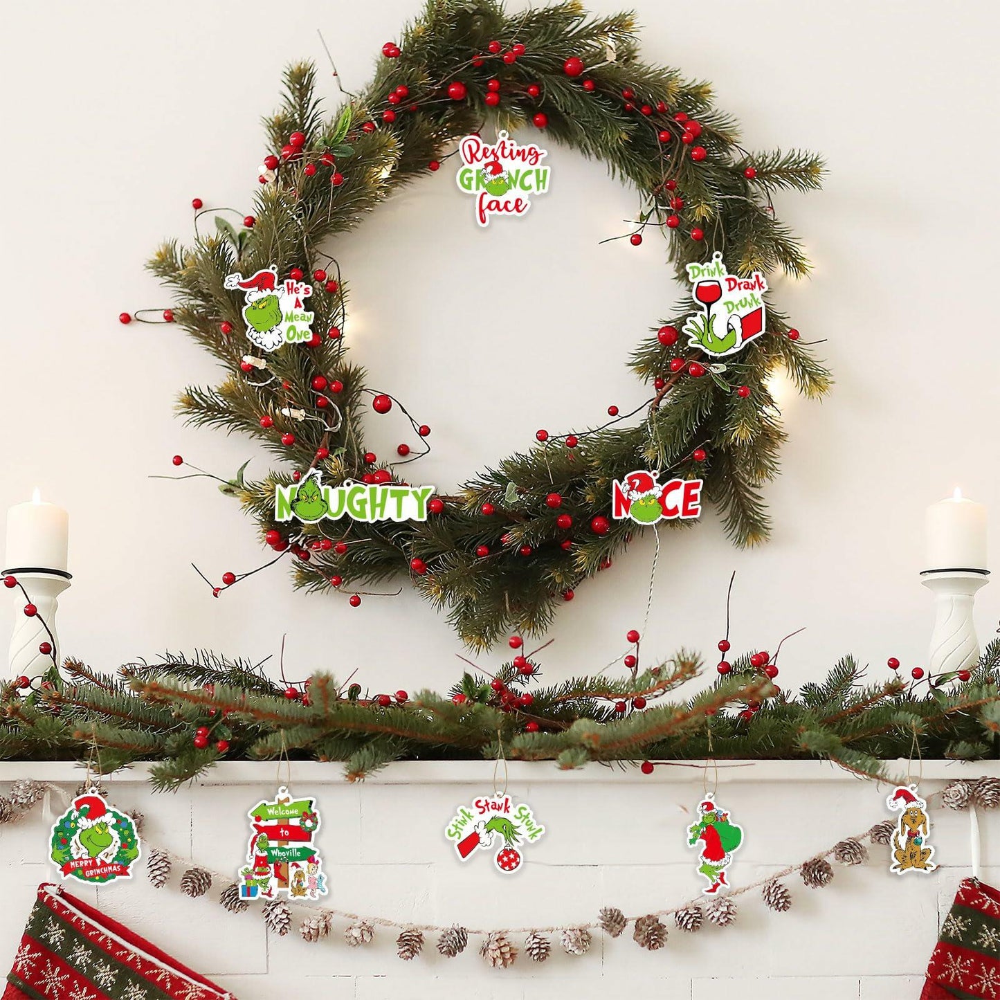 Whoville Christmas Tree Ornaments 13 Pack Wooden Hanging Decorations
