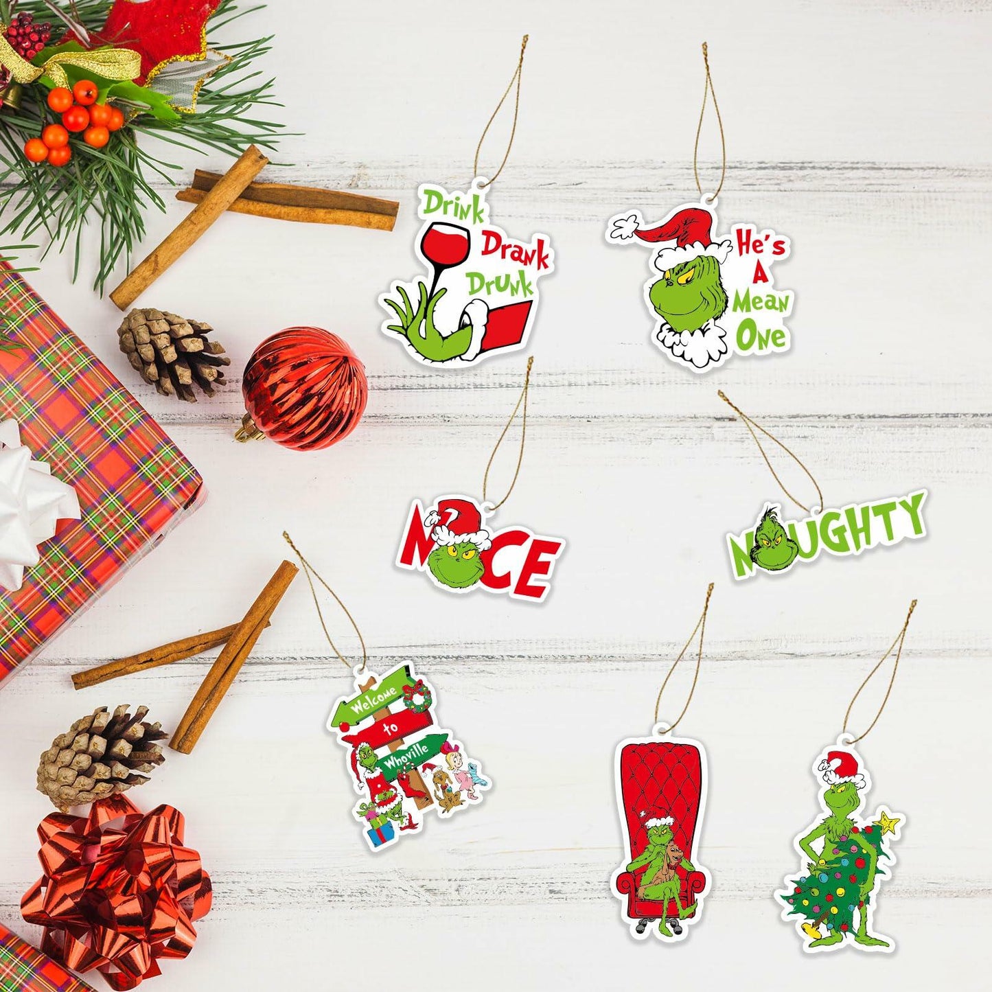 Whoville Christmas Tree Ornaments 13 Pack Wooden Hanging Decorations