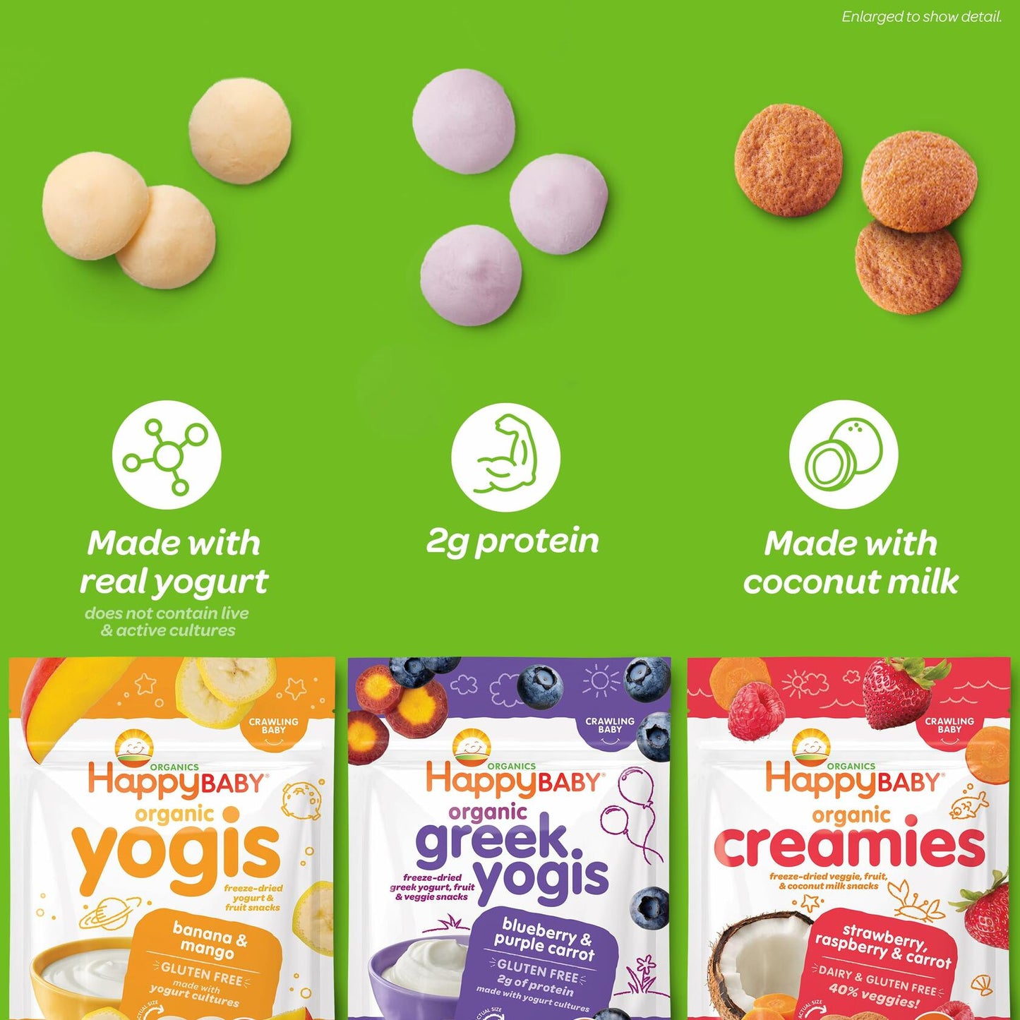 Happy Baby Organics Yogis Freeze-Dried Yogurt Fruit Snacks 3 Flavor 3oz Pack