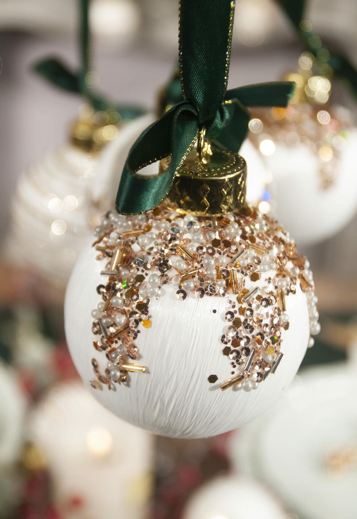 Satin Christmas Balls Ornaments 12Pcs 3.15" White Silk Hanging Decor