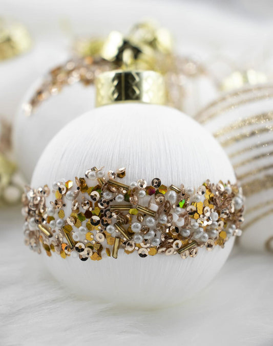 Satin Christmas Balls Ornaments 12Pcs 3.15" White Silk Hanging Decor