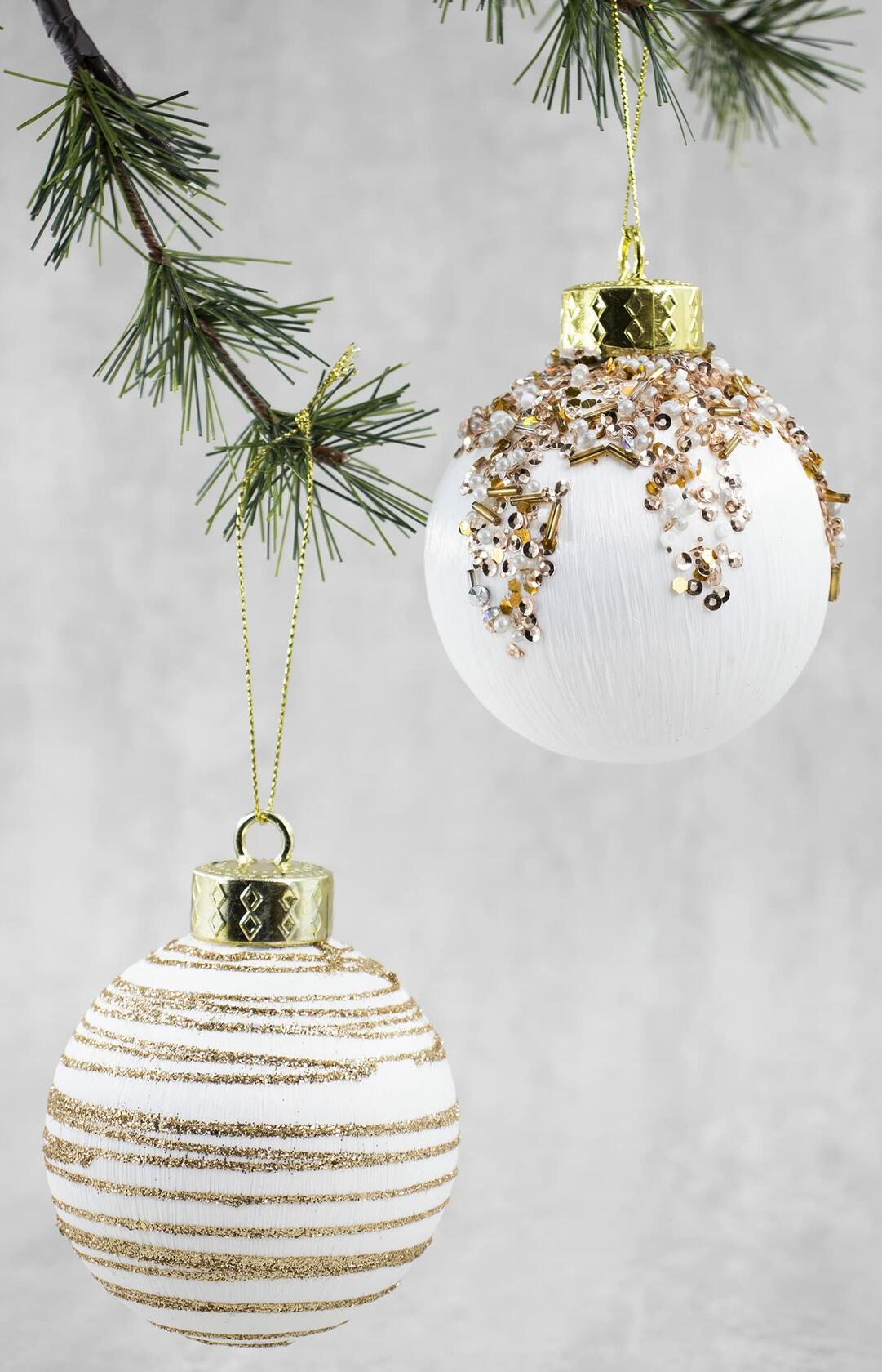 Satin Christmas Balls Ornaments 12Pcs 3.15" White Silk Hanging Decor