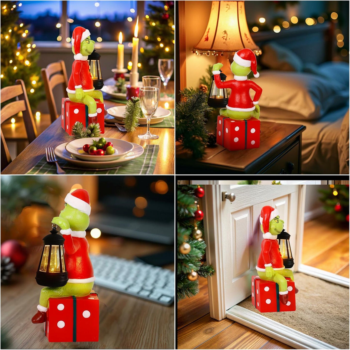 PopMeme Christmas Garden Statues Solar Lights Outdoor Lawn Decor Figurine